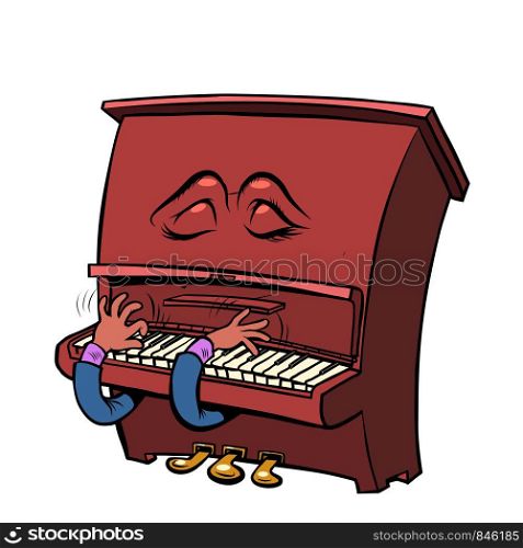 sad romantic Emoji character emotion piano musical instrument. Pop art retro vector illustration drawing. sad romantic Emoji character emotion piano musical instrument