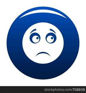 Sad smile icon vector blue circle isolated on white background . Sad smile icon blue vector