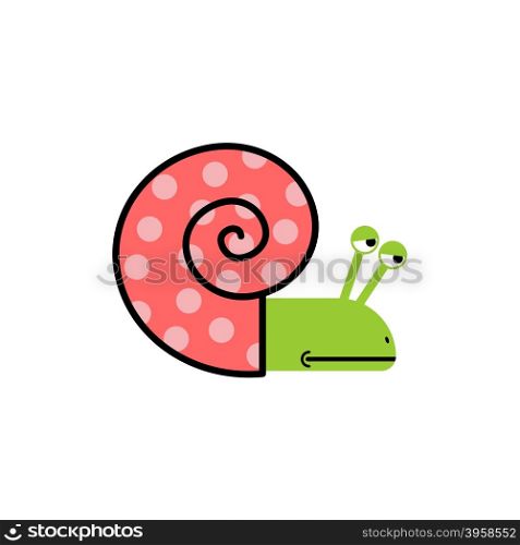 Sad Snail. Gastropods with spiral shell. Vector illustration cartoon&#xA;