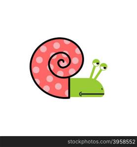 Sad Snail. Gastropods with spiral shell. Vector illustration cartoon&#xA;