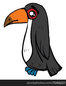 Sad toucan bird, illustration, vector on white background.