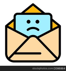 Sad work email icon. Outline sad work email vector icon color flat isolated. Sad work email icon color outline vector
