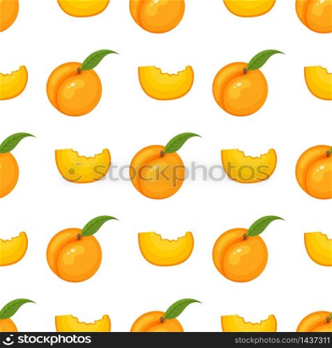 Saemless pattern with cartoon detailed exotic peach on white background. Summer fruits for healthy lifestyle. Organic fruit. Vector illustration for any design. Saemless pattern with cartoon detailed exotic peach on white background. Summer fruits for healthy lifestyle. Organic fruit. Vector illustration for any design.