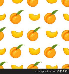 Saemless pattern with cartoon detailed exotic peach on white background. Summer fruits for healthy lifestyle. Organic fruit. Vector illustration for any design. Saemless pattern with cartoon detailed exotic peach on white background. Summer fruits for healthy lifestyle. Organic fruit. Vector illustration for any design.