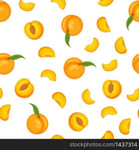 Saemless pattern with cartoon detailed exotic peach on white background. Summer fruits for healthy lifestyle. Organic fruit. Vector illustration for any design. Saemless pattern with cartoon detailed exotic peach on white background. Summer fruits for healthy lifestyle. Organic fruit. Vector illustration for any design.