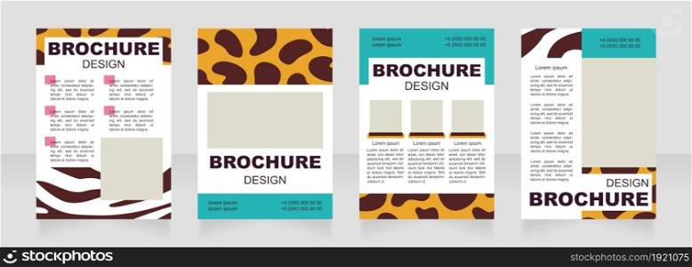 Safari animals blank brochure layout design. Creative print. Vertical poster template set with empty copy space for text. Premade corporate reports collection. Editable flyer paper pages. Safari animals blank brochure layout design