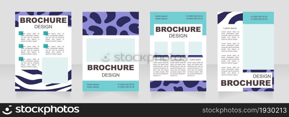 Safari animals blue blank brochure layout design. Creative print. Vertical poster template set with empty copy space for text. Premade corporate reports collection. Editable flyer paper pages. Safari animals blue blank brochure layout design