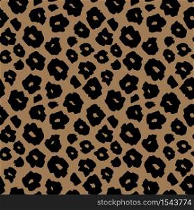Safari pattern background, jaguar or cheetah panther animal skin print, vector seamless design. African safari leopard animal fur pattern with black spots on brown background, modern decoration. Safari pattern background jaguar animal skin