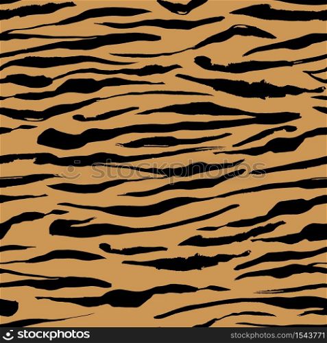 Safari pattern, tiger skin fur print orange seamless background, African wild animal camouflage. Bengal tiger fur print pattern, abstract jungle design with black and brown stripes. Safari pattern, tiger print orange seamless background