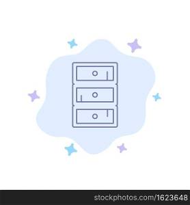 Safe, Cabinet, Closet, Cupboard Blue Icon on Abstract Cloud Background