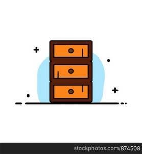 Safe, Cabinet, Closet, Cupboard Business Flat Line Filled Icon Vector Banner Template