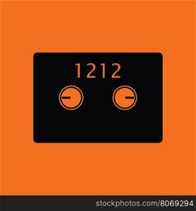 Safe cell icon. Orange background with black. Vector illustration.