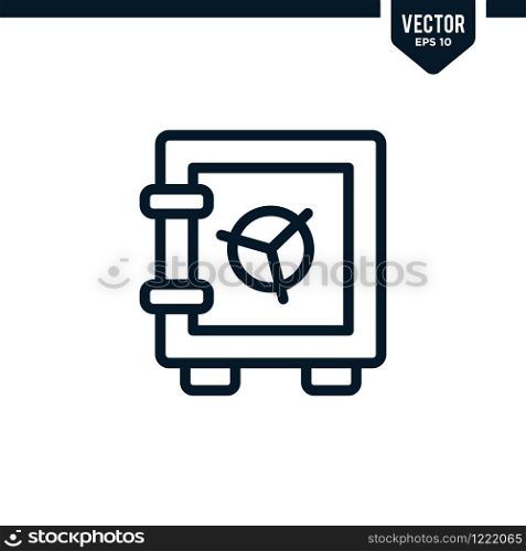 safe deposit box icon collection in outlined or line art style, editable stroke vector