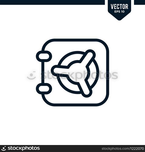 safe deposit box icon collection in outlined or line art style, editable stroke vector