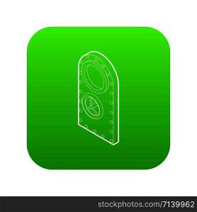 Safe door icon green vector isolated on white background. Safe door icon green vector
