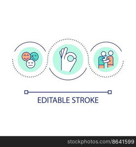 Safe emotions expression loop concept icon. Psychological support. Acceptance of feelings abstract idea thin line illustration. Isolated outline drawing. Editable stroke. Arial font used. Safe emotions expression loop concept icon