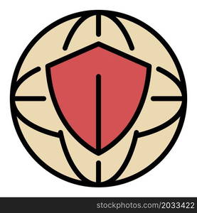 Safe global internet icon. Outline safe global internet vector icon color flat isolated. Safe global internet icon color outline vector