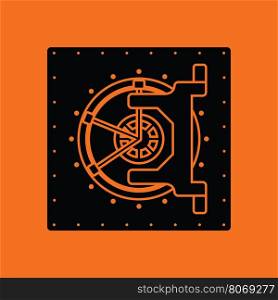 Safe icon. Orange background with black. Vector illustration.
