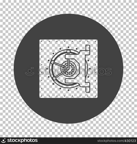 Safe icon. Subtract stencil design on tranparency grid. Vector illustration.
