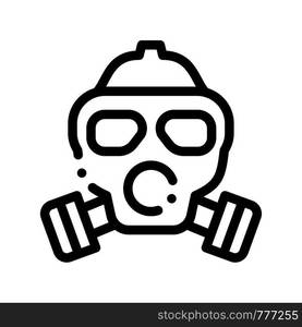 Safe Life Gaz Dirty Air Mask Vector Thin Line Icon. Air Environmental Pollution, Chemical, Radiological Contamination And Co2 Linear Pictogram. Ecosystem Contour Illustration. Safe Life Gaz Dirty Air Mask Vector Thin Line Icon