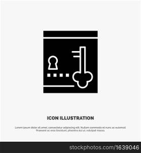 Safe, Locker, Lock, Key solid Glyph Icon vector