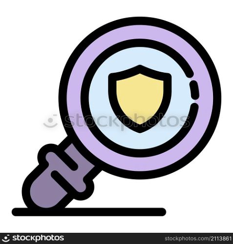 Safe magnifier icon. Outline safe magnifier vector icon color flat isolated. Safe magnifier icon color outline vector