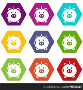 Safe money icons 9 set coloful isolated on white for web. Safe money icons set 9 vector