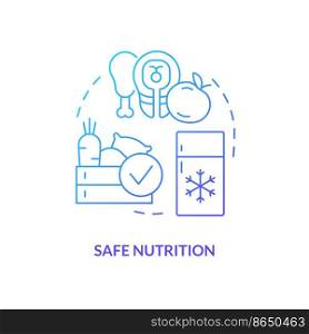 Safe nutrition blue gradient concept icon. Choose right products. Action at home during nuclear accident abstract idea thin line illustration. Isolated outline drawing. Myriad Pro-Bold font used. Safe nutrition blue gradient concept icon