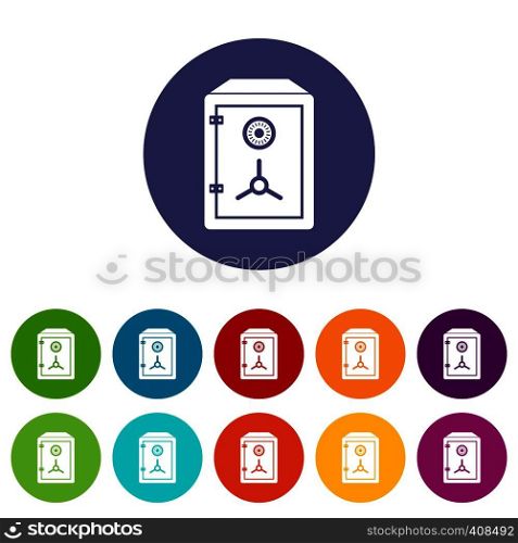 Safe set icons in different colors isolated on white background. Safe set icons