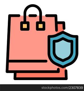 Safe shopping icon. Outline safe shopping vector icon color flat isolated. Safe shopping icon color outline vector