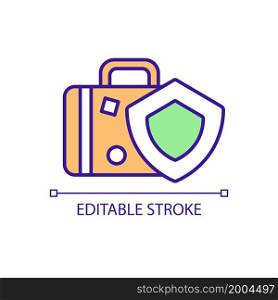 Safe traveling during covid RGB color icon. International travel recommendations. Necessary precautions during pandemic. Isolated vector illustration. Simple filled line drawing. Editable stroke. Safe traveling during covid RGB color icon