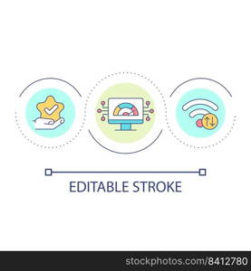 Safe wireless connection loop concept icon. Access to internet network. Digital technology abstract idea thin line illustration. Isolated outline drawing. Editable stroke. Arial font used. Safe wireless connection loop concept icon