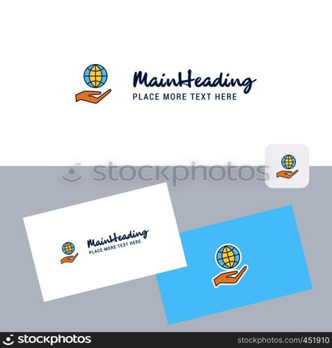 Safe world vector logotype with business card template. Elegant corporate identity. - Vector