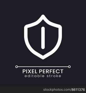 Safeguard pixel perfect white linear ui icon for dark theme. Protecting privacy online. Vector line pictogram. Isolated user interface symbol for night mode. Editable stroke. Poppins font used. Safeguard pixel perfect white linear ui icon for dark theme