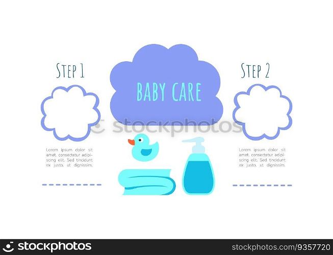 Safely infant bathing infographic chart design element set. Abstract vector symbols for infochart with blank copy spaces. Kit with shapes for instructional graphics. Visual data presentation. Safely infant bathing infographic chart design element set