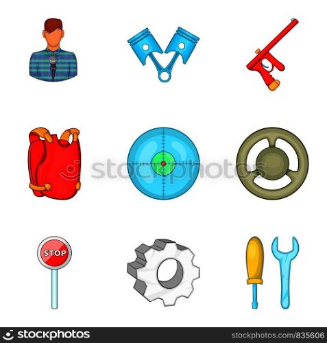 Safeness icons set. Cartoon set of 9 safeness vector icons for web isolated on white background. Safeness icons set, cartoon style