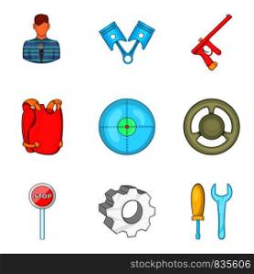 Safeness icons set. Cartoon set of 9 safeness vector icons for web isolated on white background. Safeness icons set, cartoon style