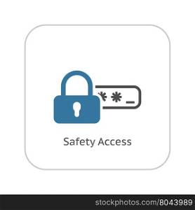 Safety Access and Password Protection Icon.. Safety Access and Password Protection Icon. Flat Design. Security Concept with a Padlock and a Password box. Isolated Illustration. App Symbol or UI element.