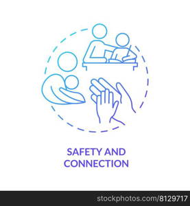 Safety and connection blue gradient concept icon. Support and protection. Family relationships importance abstract idea thin line illustration. Isolated outline drawing. Myriad Pro-Bold font used. Safety and connection blue gradient concept icon