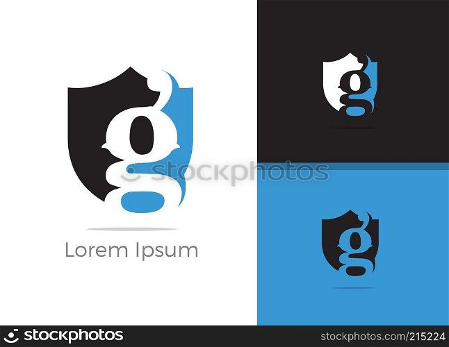 Safety and Security G letter logo design, letter g in shield vector icon.	