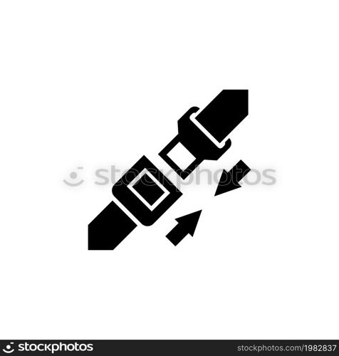 Safety Belt. Seatbelt. Flat Vector Icon. Simple black symbol on white background. Safety Belt. Seatbelt Flat Vector Icon