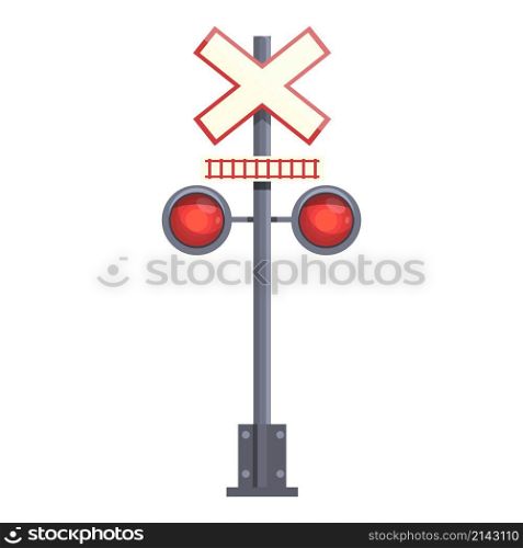 Safety crossing rail icon cartoon vector. Open signal. Railway road. Safety crossing rail icon cartoon vector. Open signal