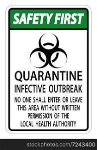 Safety First Quarantine Infective Outbreak Sign Isolate on transparent Background,Vector Illustration