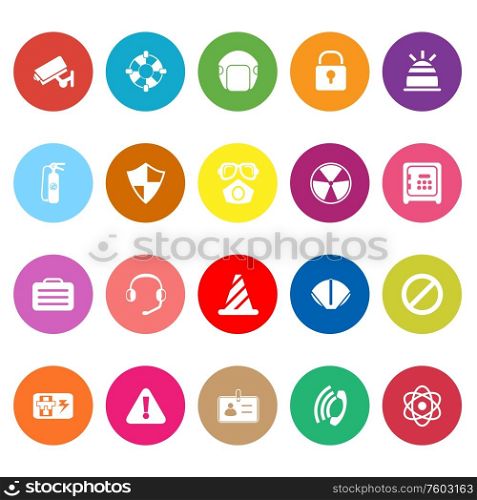 Safety flat icons on white background, stock vector