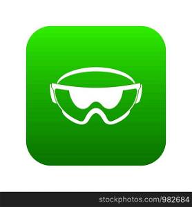 Safety glasses icon digital green for any design isolated on white vector illustration. Safety glasses icon digital green