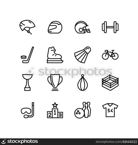 Safety helmets and sports icon set