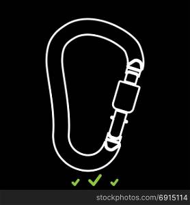 Safety hook or carabiner hook it is white icon .. Safety hook or carabiner hook it is white icon . Flat style