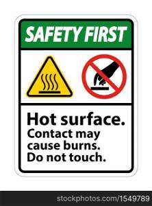 Safety Hot Surface Do Not Touch Symbol Sign Isolate on White Background,Vector Illustration
