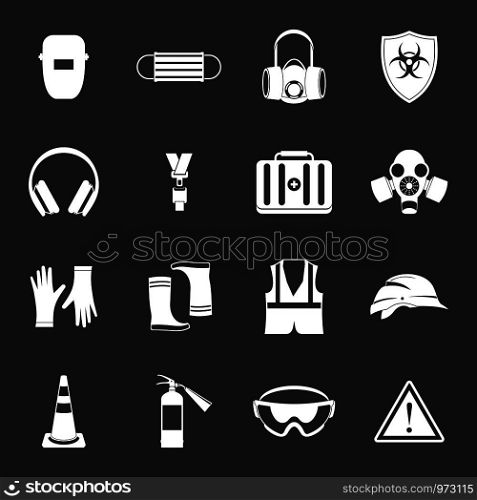 Safety icons set vector white isolated on grey background . Safety icons set grey vector
