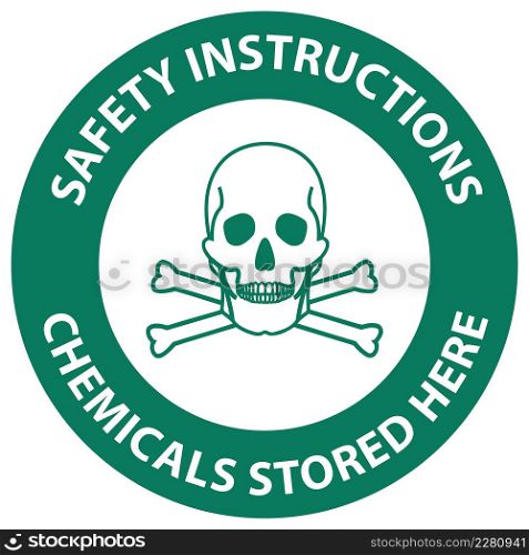 Safety instructions Chemicals Stored Here Sign On White Background